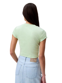 Calvin Klein Women's Monogram Logo Ribbed Baby Tee - 7DAY'S