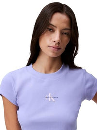 Calvin Klein Women's Monogram Logo Ribbed Baby Tee - 7DAY'S