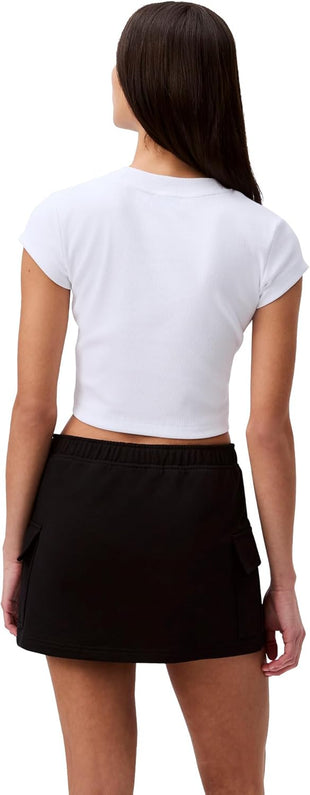 Calvin Klein Women's Monogram Logo Ribbed Baby Tee - 7DAY'S