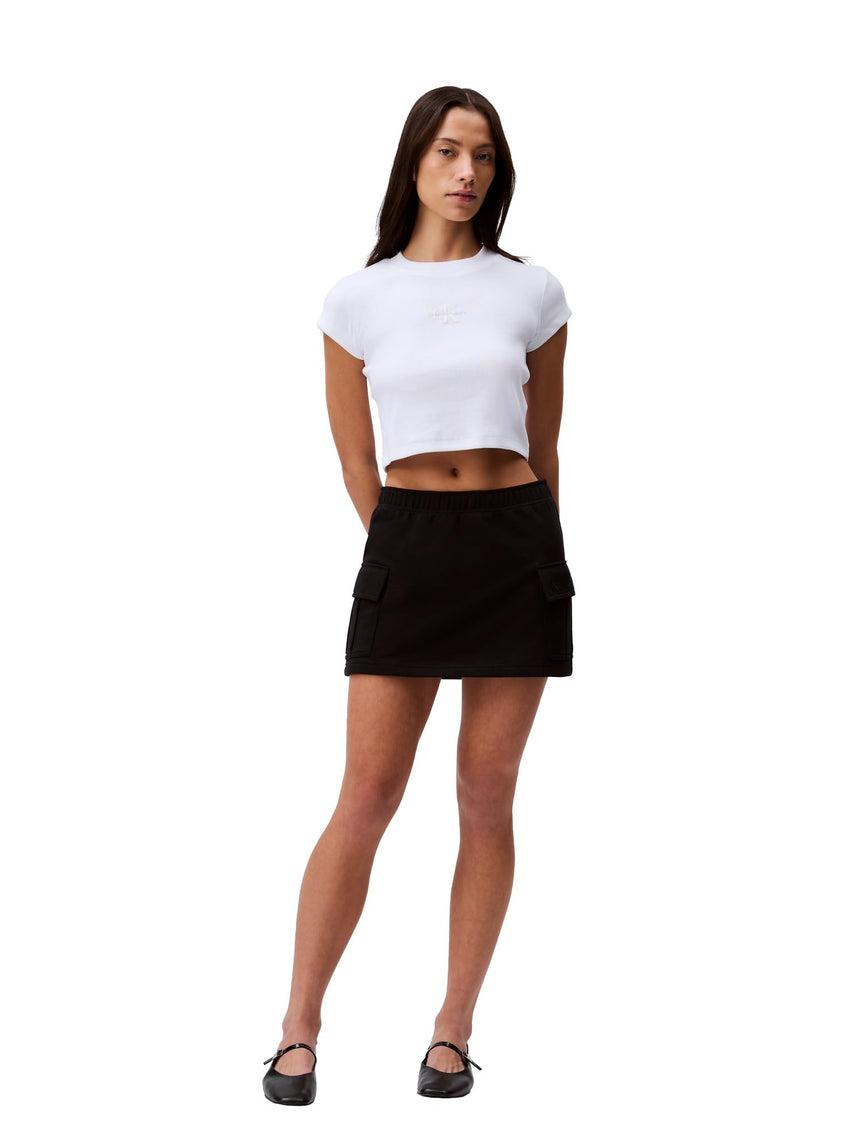 Calvin Klein Women's Monogram Logo Ribbed Baby Tee - 7DAY'S