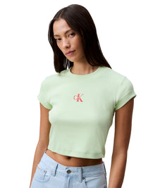 Calvin Klein Women's Monogram Logo Ribbed Baby Tee - 7DAY'S
