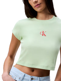 Calvin Klein Women's Monogram Logo Ribbed Baby Tee - 7DAY'S