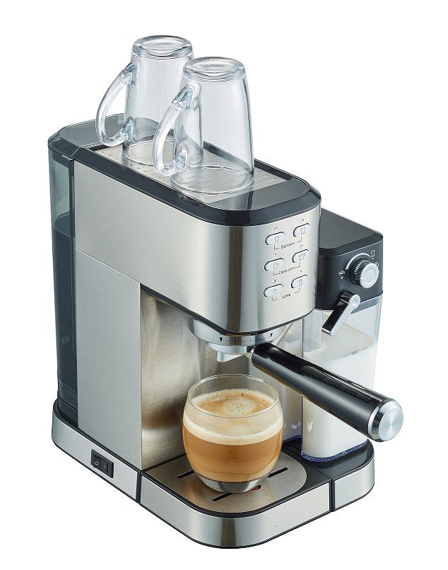 capsule + coffee powder + milk foam 3 in 1 coffee maker. 20Bar extraction French drip / mocha and other Italian espresso, 1 cup / 2 cup mechanical keys, power 1350W, steam type - 7DAY'S