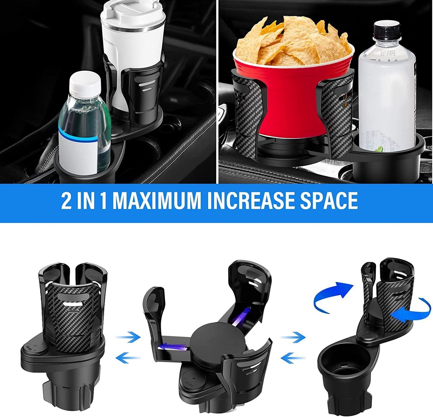 Car Drinking Bottle Holder 360 Degrees Rotatable Water Cup Holder Sunglasses Phone Organizer Storage Car Interior Accessories - 7DAY'S