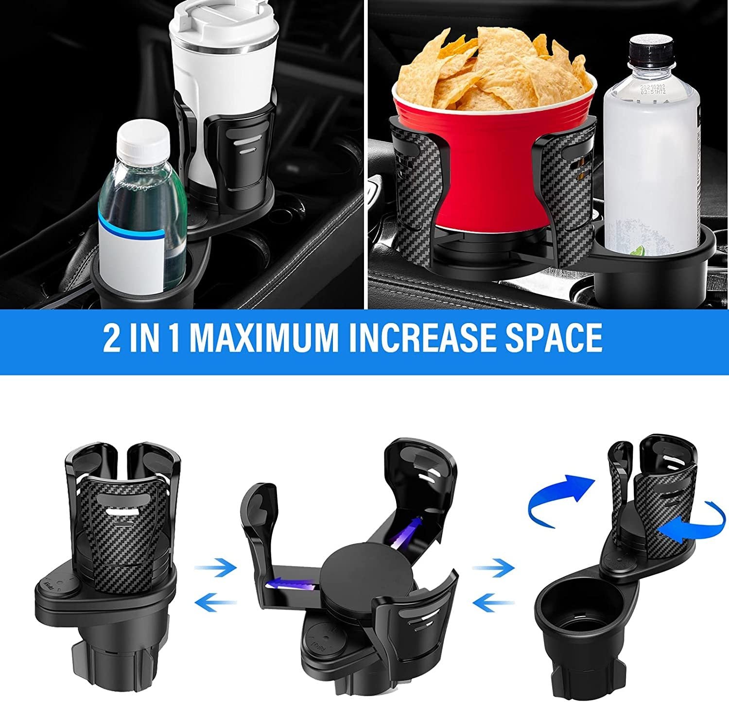 Car Drinking Bottle Holder 360 Degrees Rotatable Water Cup Holder Sunglasses Phone Organizer Storage Car Interior Accessories - 7DAY'S