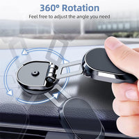 Car Phone Holder, 720 - Degree Adjustable Swivel and Foldable, Alloy Folding Magnetic Bracket, Compatible with All Smartphones, Black - 7DAY'S