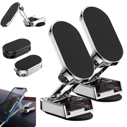 Car Phone Holder, 720 - Degree Adjustable Swivel and Foldable, Alloy Folding Magnetic Bracket, Compatible with All Smartphones, Black - 7DAY'S