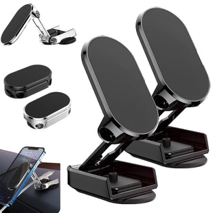 Car Phone Holder, 720 - Degree Adjustable Swivel and Foldable, Alloy Folding Magnetic Bracket, Compatible with All Smartphones, Black - 7DAY'S