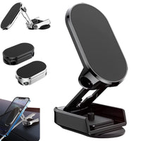 Car Phone Holder, 720 - Degree Adjustable Swivel and Foldable, Alloy Folding Magnetic Bracket, Compatible with All Smartphones, Black - 7DAY'S