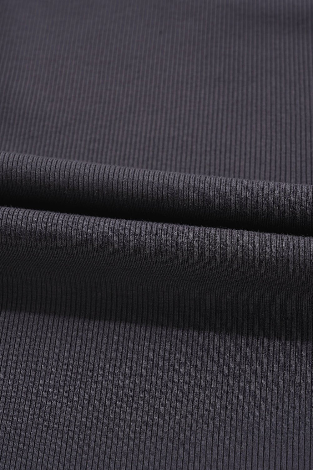 Carbon Grey Ribbed Knit Contrast Edge U Neck Slim Fit Tank Top - 7DAY'S