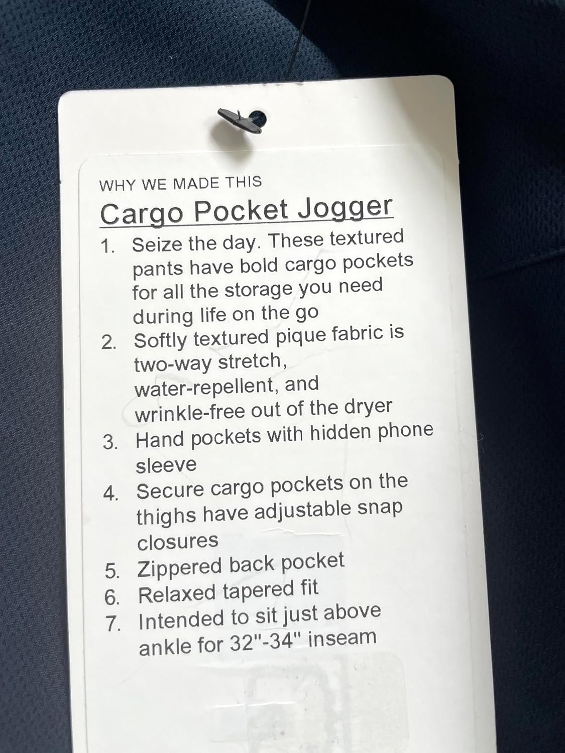 Cargo Pocket Jogger - TRNV (True Navy) (US, Numeric, 34, Regular, Regular) - 7DAY'S