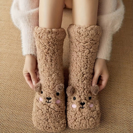 Cartoon Floor Winter Thick Polyester Fleece Fluffy Microfiber Women Fuzzy Socks Funny Fuzzy Dog Slipper Socks For Women Cute Fluffy Thick Warm Winter Socks Microfiber Soft Home Socks Christmas Gift - 7DAY'S