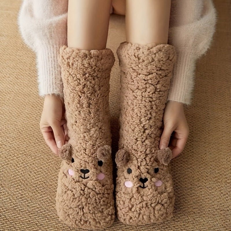 Cartoon Floor Winter Thick Polyester Fleece Fluffy Microfiber Women Fuzzy Socks Funny Fuzzy Dog Slipper Socks For Women Cute Fluffy Thick Warm Winter Socks Microfiber Soft Home Socks Christmas Gift - 7DAY'S