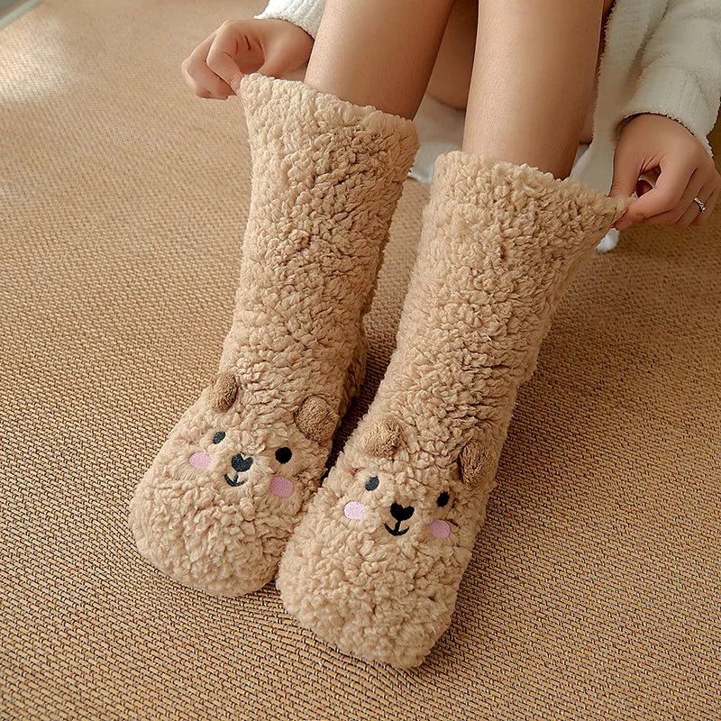 Cartoon Floor Winter Thick Polyester Fleece Fluffy Microfiber Women Fuzzy Socks Funny Fuzzy Dog Slipper Socks For Women Cute Fluffy Thick Warm Winter Socks Microfiber Soft Home Socks Christmas Gift - 7DAY'S