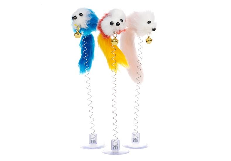 Cartoon Pet Cat Toy Stick Feather Rod Mouse Toy With Mini Bell Cat Catcher Teaser Interactive Cat Toy - 7DAY'S