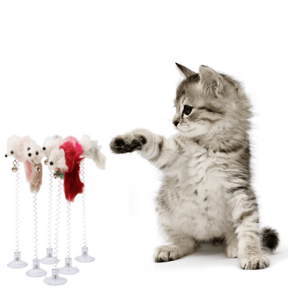 Cartoon Pet Cat Toy Stick Feather Rod Mouse Toy With Mini Bell Cat Catcher Teaser Interactive Cat Toy - 7DAY'S