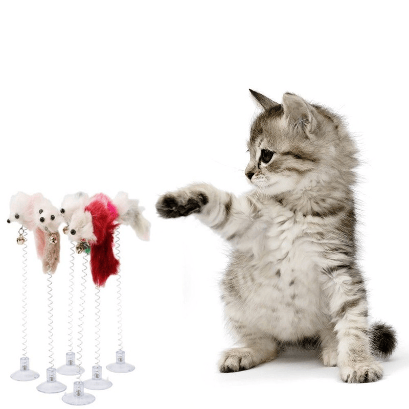 Cartoon Pet Cat Toy Stick Feather Rod Mouse Toy With Mini Bell Cat Catcher Teaser Interactive Cat Toy - 7DAY'S