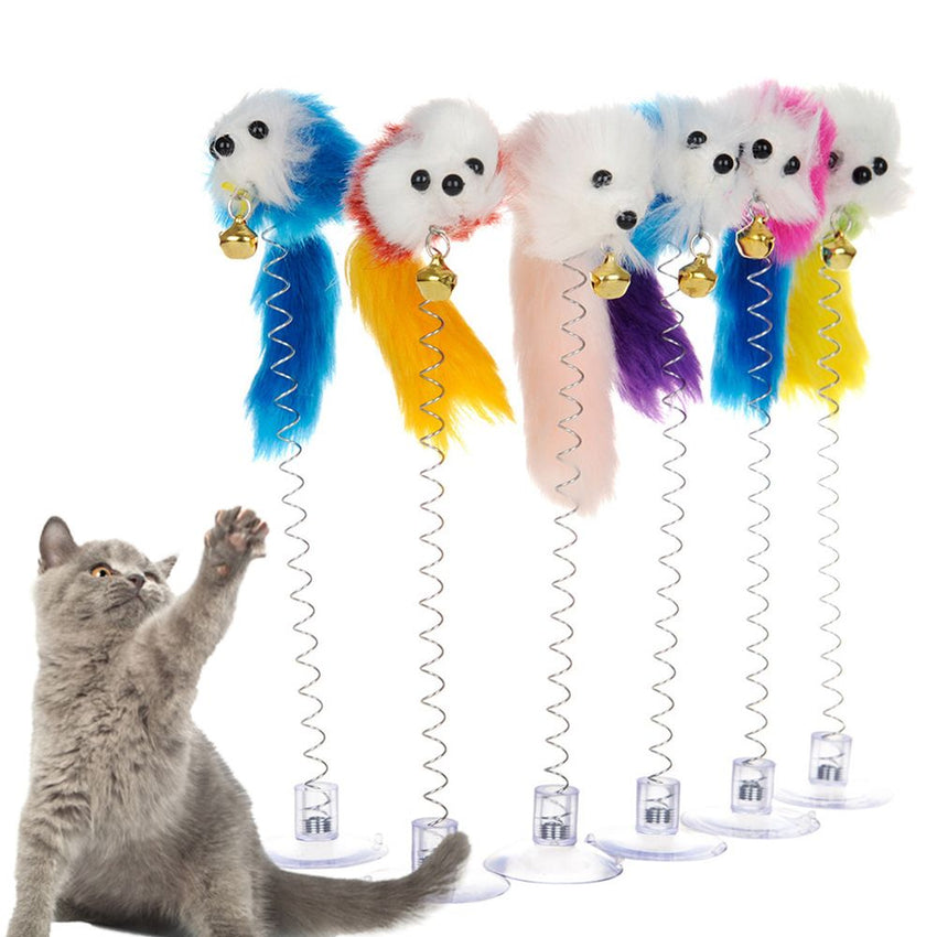 Cartoon Pet Cat Toy Stick Feather Rod Mouse Toy With Mini Bell Cat Catcher Teaser Interactive Cat Toy - 7DAY'S