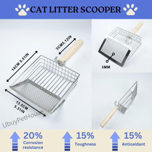 Cat metal litter scoops filter litter scoops can cope with different sizes of feces small and large holes The new design of litter scoops Wooden handles Christmas Gift For Pets - 7DAY'S