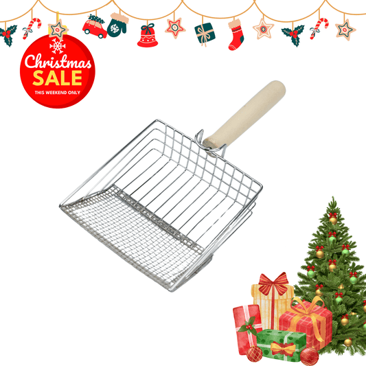 Cat metal litter scoops filter litter scoops can cope with different sizes of feces small and large holes The new design of litter scoops Wooden handles Christmas Gift For Pets - 7DAY'S