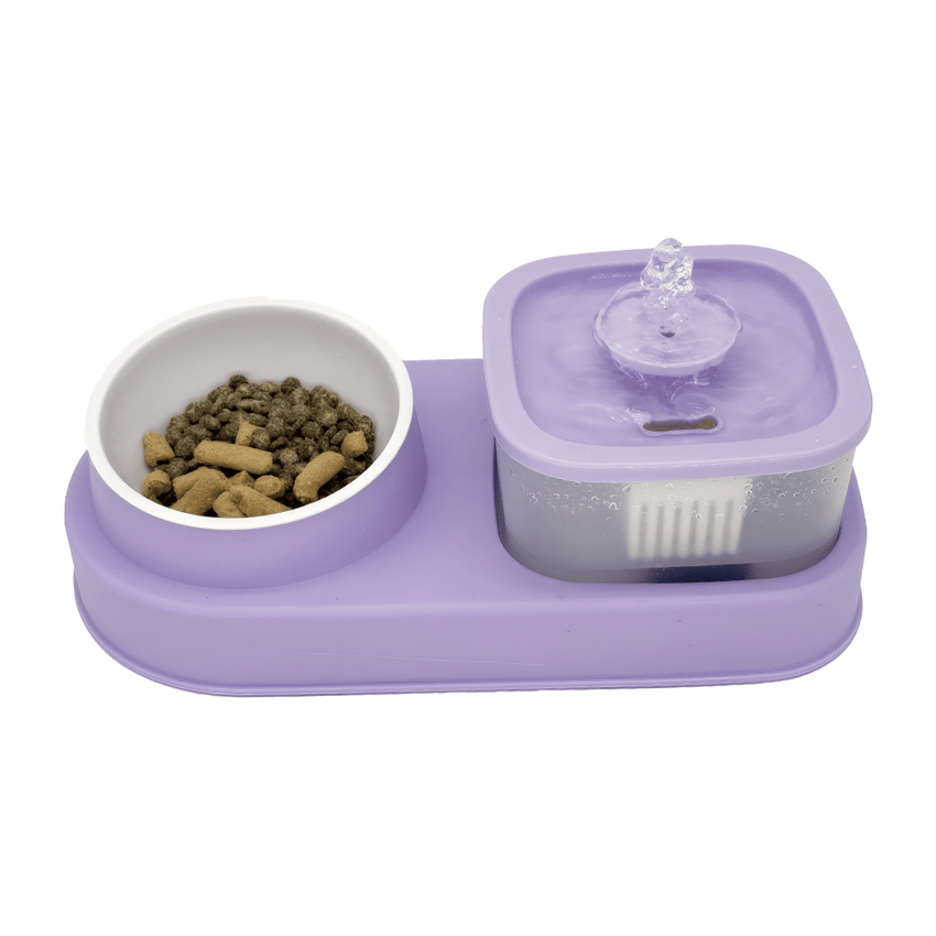 Cat Water Dispenser and Feeding Bowl 2 - in - 1, Dry and wet separation automatic water dispenser Sturdy cat feeding bowl Cat and dog feeding supplies easy to clean flow design Christmas gift - 7DAY'S