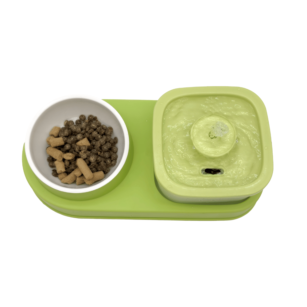 Cat Water Dispenser and Feeding Bowl 2 - in - 1, Dry and wet separation automatic water dispenser Sturdy cat feeding bowl Cat and dog feeding supplies easy to clean flow design Christmas gift - 7DAY'S