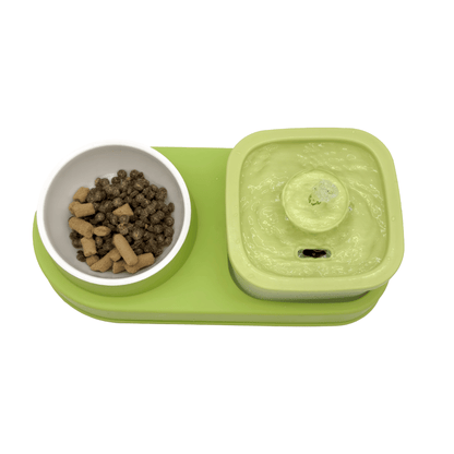 Cat Water Dispenser and Feeding Bowl 2 - in - 1, Dry and wet separation automatic water dispenser Sturdy cat feeding bowl Cat and dog feeding supplies easy to clean flow design Christmas gift - 7DAY'S