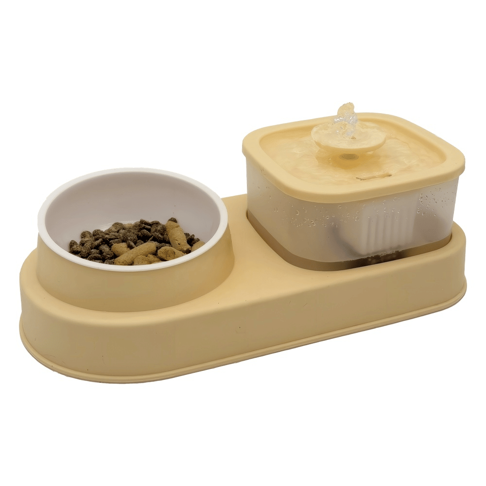 Cat Water Dispenser and Feeding Bowl 2 - in - 1, Dry and wet separation automatic water dispenser Sturdy cat feeding bowl Cat and dog feeding supplies easy to clean flow design Christmas gift - 7DAY'S