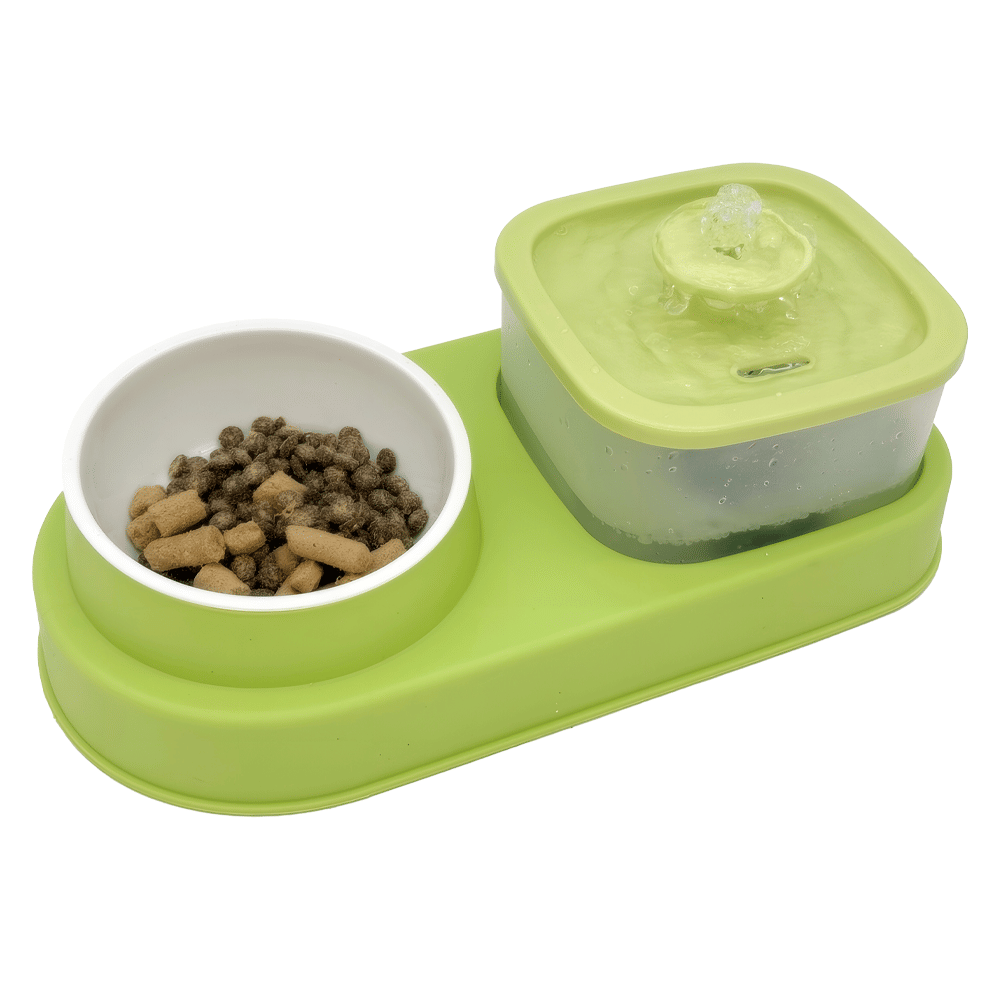 Cat Water Dispenser and Feeding Bowl 2 - in - 1, Dry and wet separation automatic water dispenser Sturdy cat feeding bowl Cat and dog feeding supplies easy to clean flow design Christmas gift - 7DAY'S
