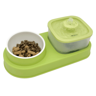 Cat Water Dispenser and Feeding Bowl 2 - in - 1, Dry and wet separation automatic water dispenser Sturdy cat feeding bowl Cat and dog feeding supplies easy to clean flow design Christmas gift - 7DAY'S