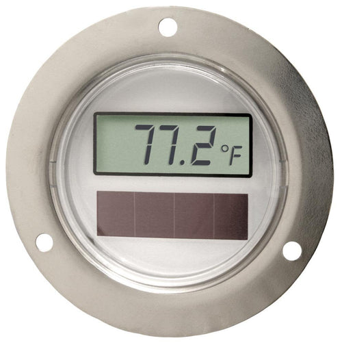 CD2036 Digital Thermometer, Solar Powered Display, Flush Mount, -50 to 70 Degrees C, 0.1 Degree Resolution, LCD, Indoor Use
