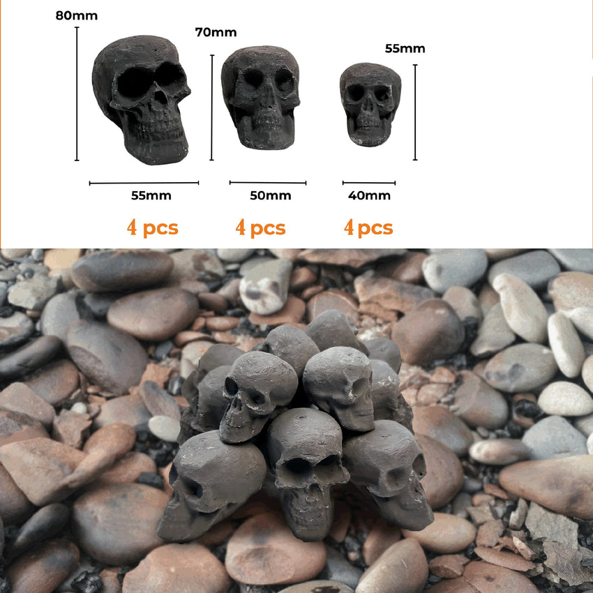 Ceramic Skulls for Fire Pit, Outdoor Fire Tables, 7pcs Reusable Spooky Imitated Human Skull Gas Log for Party, Bonfire,Campfires,Fireplaces, 3.1 inch - 7DAY'S