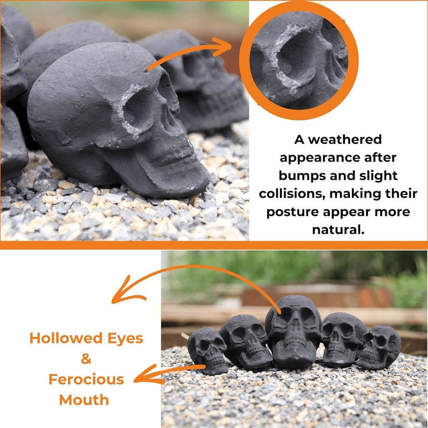 Ceramic Skulls for Fire Pit, Outdoor Fire Tables, 7pcs Reusable Spooky Imitated Human Skull Gas Log for Party, Bonfire,Campfires,Fireplaces, 3.1 inch - 7DAY'S