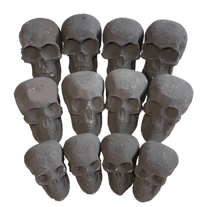 Ceramic Skulls for Fire Pit, Outdoor Fire Tables, 7pcs Reusable Spooky Imitated Human Skull Gas Log for Party, Bonfire,Campfires,Fireplaces, 3.1 inch - 7DAY'S