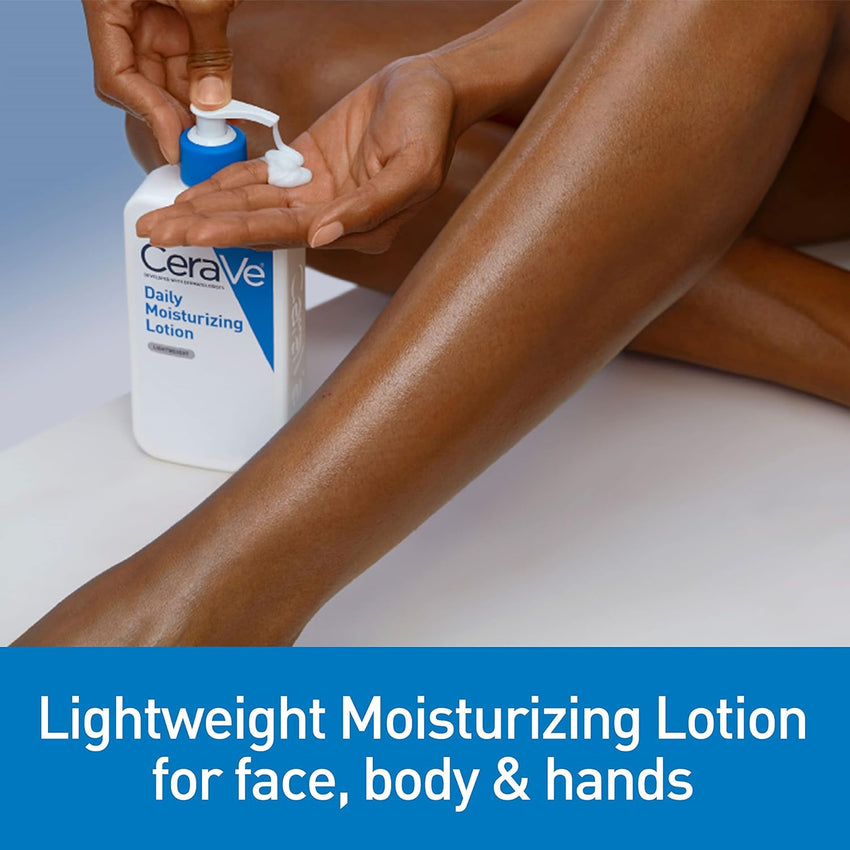 CeraVe Daily Moisturizing Lotion for Dry Skin, Body Lotion & Face Moisturizer with Hyaluronic Acid and Ceramides, Daily Moisturizer, Fragrance Free, Oil - Free, 19 Ounce - 7DAY'S
