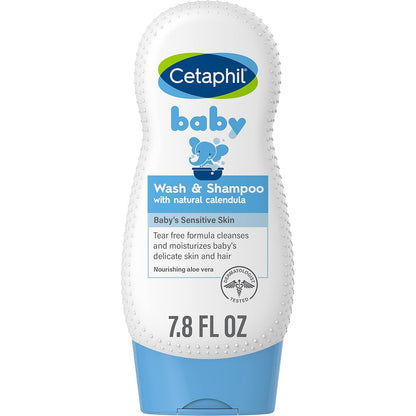Cetaphil Baby Shampoo and Body Wash with Organic Calendula, Tear Free, Hypoallergenic, Ideal for Everyday Use, Dermatologist Tested, 7.8oz - 7DAY'S