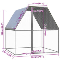 Chicken Cage Silver and Gray 6.6'x6.6'x6.6' Galvanized Steel - 7DAY'S