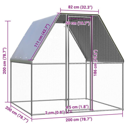 Chicken Cage Silver and Gray 6.6'x6.6'x6.6' Galvanized Steel - 7DAY'S