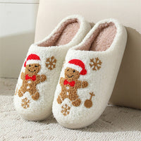 Christmas Snowflake Gingerbread Slippers Winter Indoor Non - slip Floor Bedroom Fuzzy House Shoes For Women Home Slippers - 7DAY'S