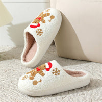 Christmas Snowflake Gingerbread Slippers Winter Indoor Non - slip Floor Bedroom Fuzzy House Shoes For Women Home Slippers - 7DAY'S