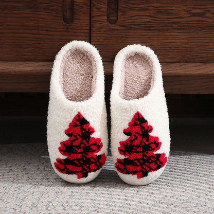 Christmas Tree Home Slippers Fashion Non - slip Floor Bedroom Slipper For Women Fuzzy House Shoes Winter - 7DAY'S