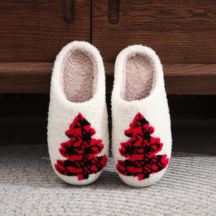 Christmas Tree Home Slippers Fashion Non - slip Floor Bedroom Slipper For Women Fuzzy House Shoes Winter - 7DAY'S