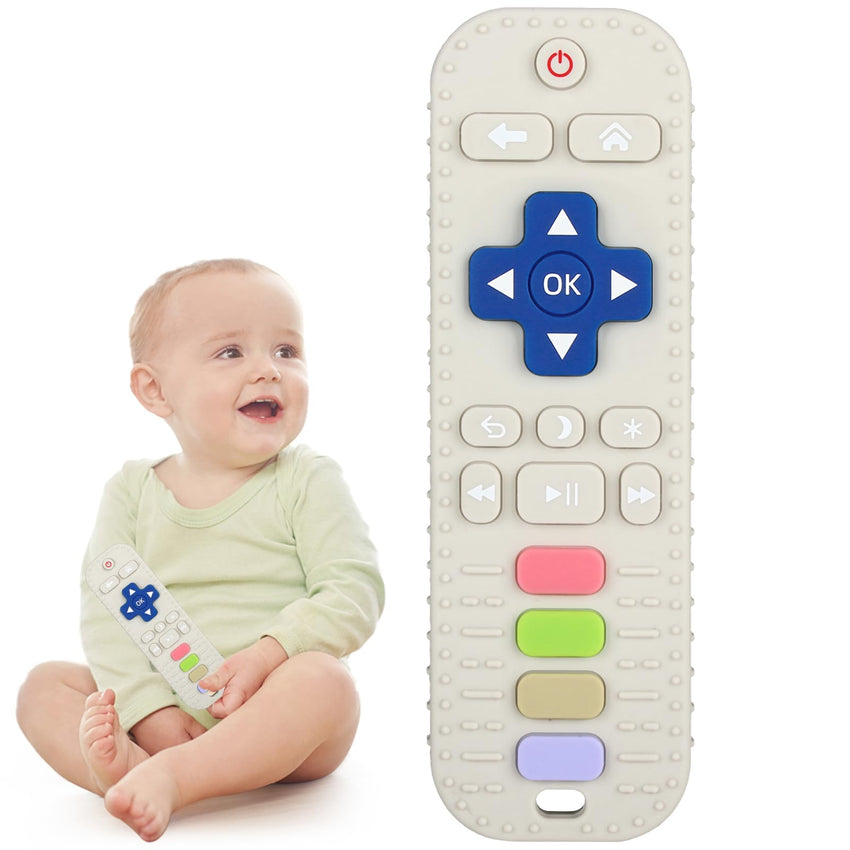 Chuya Baby Teether Toy Chew Toy for Babies 3 - 24 Months TV Remote Control Shape Teething Relief Baby Toys for Infants (Black) - 7DAY'S