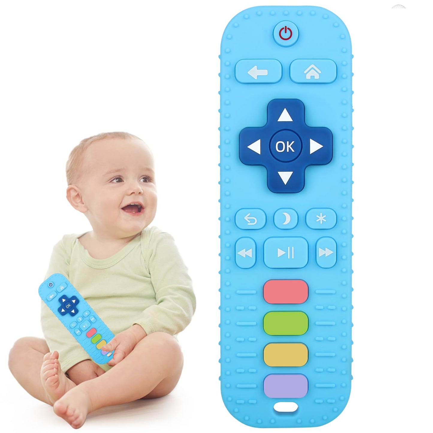 Chuya Baby Teether Toy Chew Toy for Babies 3 - 24 Months TV Remote Control Shape Teething Relief Baby Toys for Infants (Black) - 7DAY'S