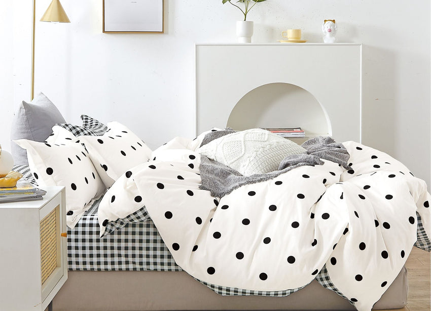 Clark Polka Dot Black and White Reversible Comforter Set - 7DAY'S