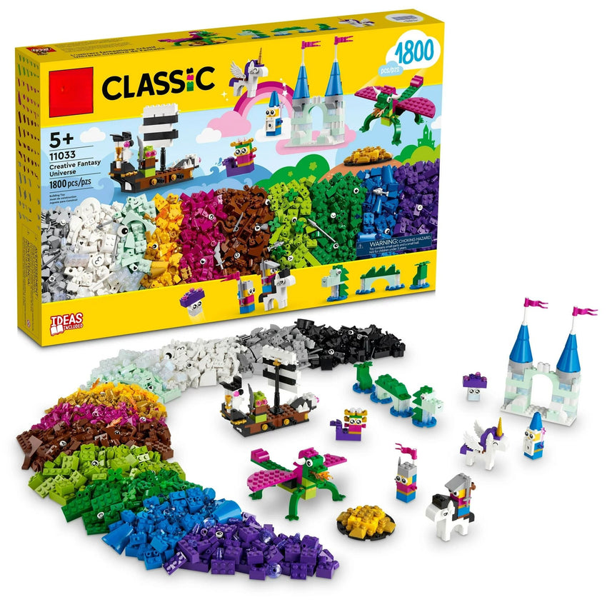 Classic Creative Fantasy Universe Set 11033; Building Adventure with Unicorn Toy; Castle; Dragon and Pirate Ship Builds; Toys for Kids ages 5 Plus - 7DAY'S