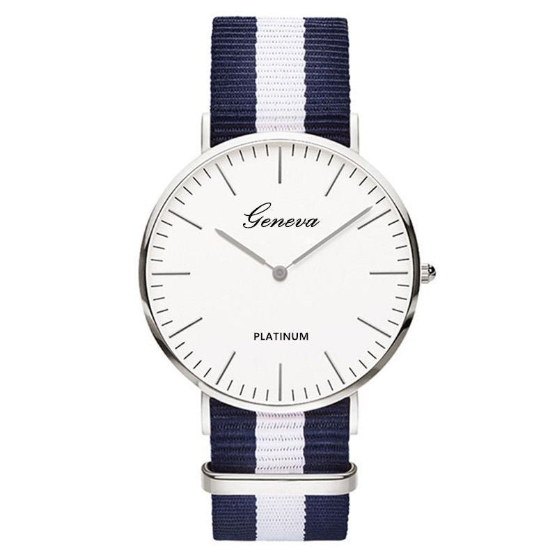Classic Fashion Stripe Nylon Band Women Watch Top Luxury Brand Men Quartz Wrist Watch Lady Watch Montre Femme Horloge Saat Clock - 7DAY'S