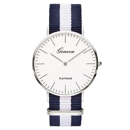 Classic Fashion Stripe Nylon Band Women Watch Top Luxury Brand Men Quartz Wrist Watch Lady Watch Montre Femme Horloge Saat Clock - 7DAY'S