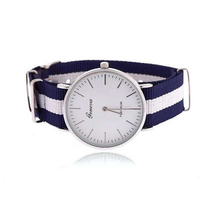 Classic Fashion Stripe Nylon Band Women Watch Top Luxury Brand Men Quartz Wrist Watch Lady Watch Montre Femme Horloge Saat Clock - 7DAY'S