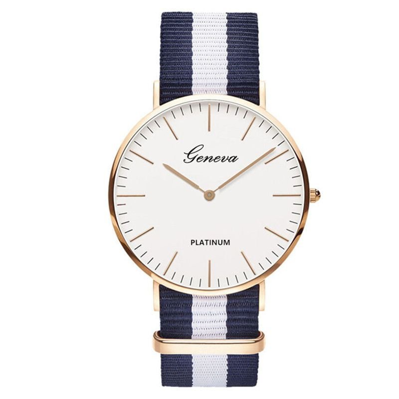 Classic Fashion Stripe Nylon Band Women Watch Top Luxury Brand Men Quartz Wrist Watch Lady Watch Montre Femme Horloge Saat Clock - 7DAY'S